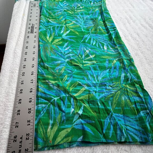 Key Lime Pie Womens Tropical Leaf Print Wide Leg Pants Size Medium Green Summer - Picture 10 of 11